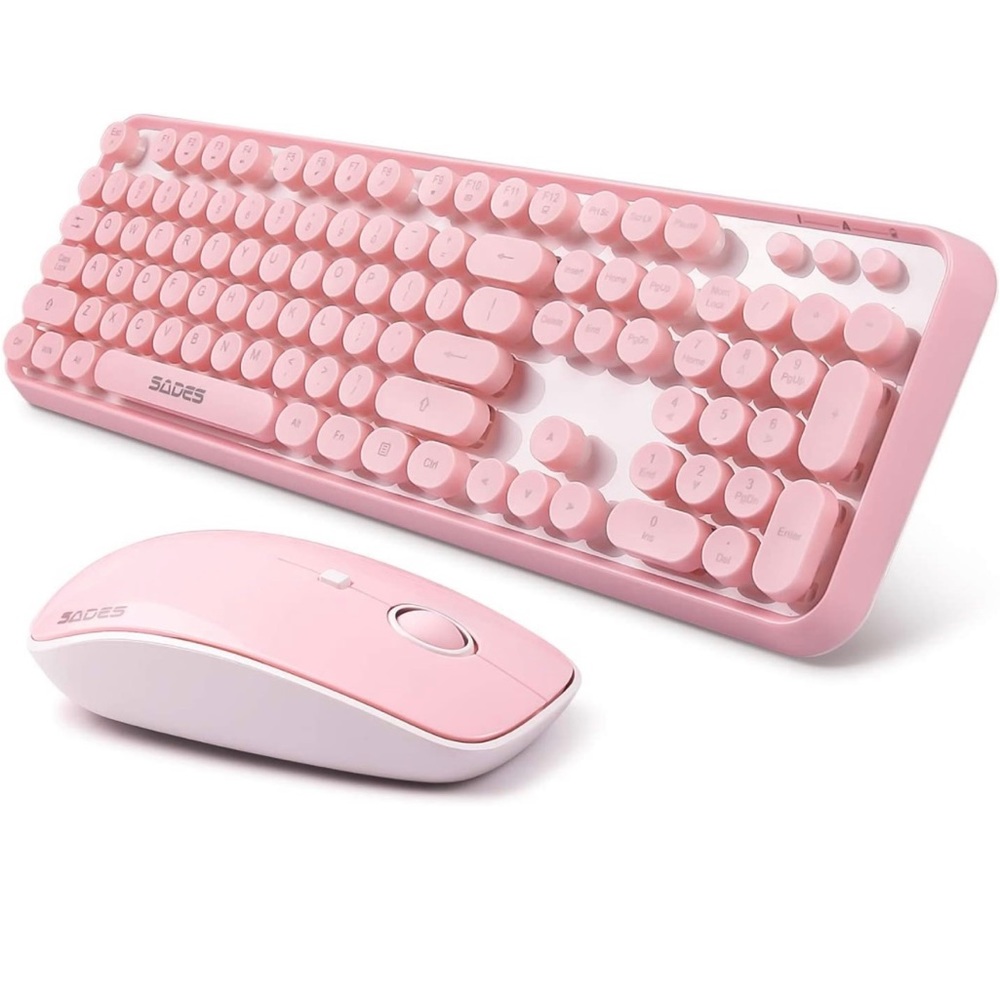 Pink Wireless Keyboard and Mouse Combo for PC/Laptop/Mac